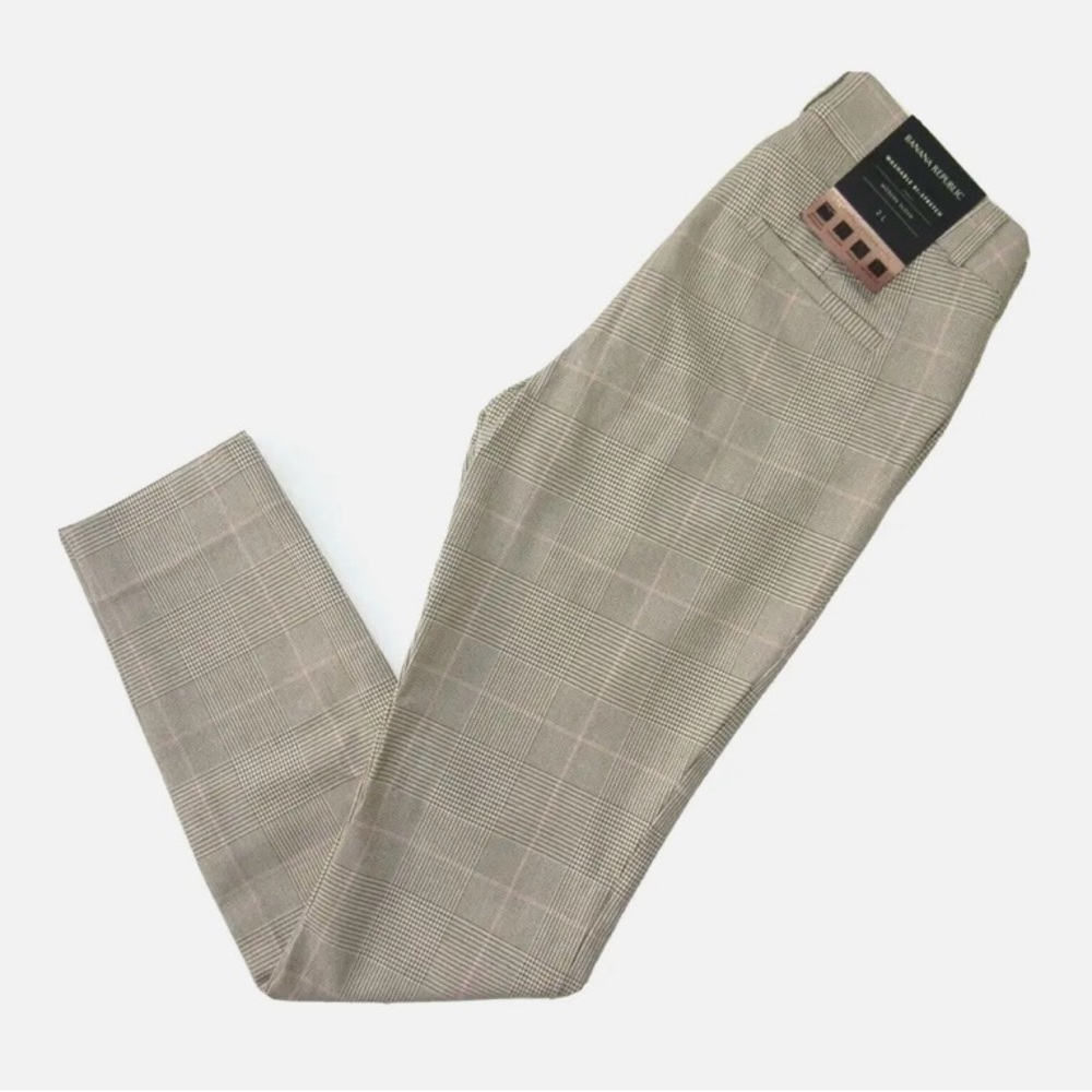 New Banana Republic Modern Sloan in Camel Plaid Bi-Stretch Slim Ankle Pant